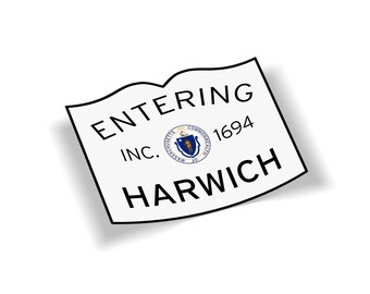 マサチューセッツ州ケープコッドのハーウィッチに入る町のラインステッカー - 5インチ 屋外用 防水 ケープコッド マサチューセッツ州 車 トラック ジープ ノートパソコン用デカール