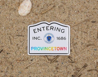Pegatina impermeable para entrar en Provincetown, MA / Letrero Arcoíris de Cape Cod