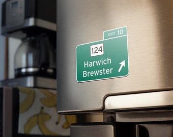 Route 6 Old Exit 10 Cape Cod Vinyl Magnet - 5 inch wide Harwich Brewster Magnetic vinyl decal for your fridge, car, truck, or van