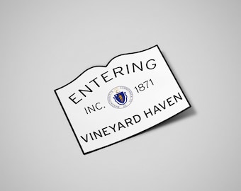 Entering Vineyard Haven Town Line Bumper Sticker - 5x4 weatherproof vinyl Martha's Vineyard decal