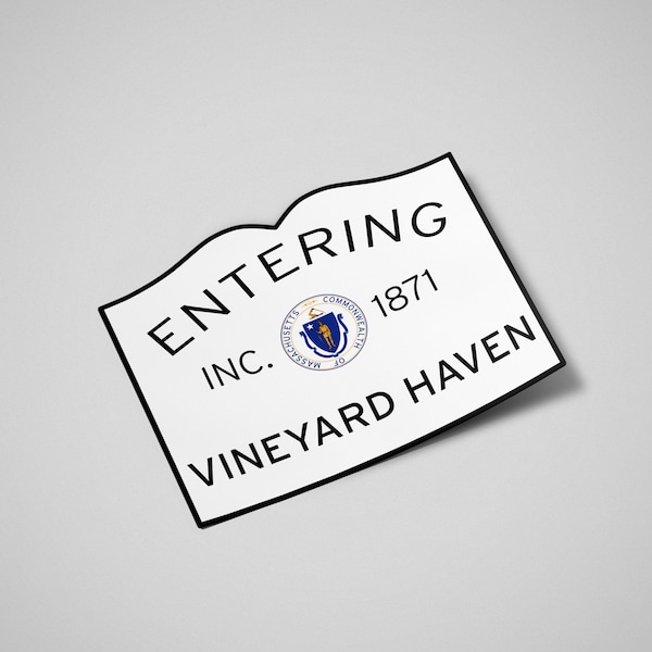 Entering Vineyard Haven Town Line Bumper Sticker - 5x4 weatherproof vinyl Martha's Vineyard decal