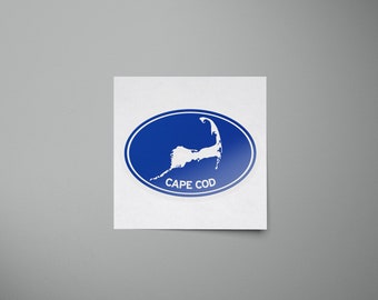 Cape Cod Euro Waterproof Vinyl Bumper Sticker - 6x4 inches with a range of colors, perfect for your car, truck, van, cargo box, or laptop