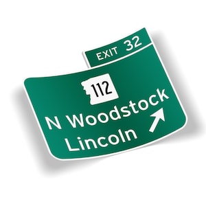 Exit 32 Lincoln New Hampshire Kancamagus Highway Sign Bumper Sticker - Outdoor Waterproof I-93 Cargo Box Car Truck Laptop Decal