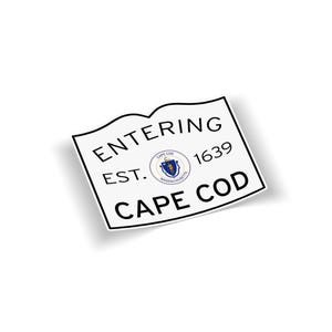 Entering Cape Cod Sticker | Massachusetts Town Sign Decal | Weatherproof Vinyl | Laptop Car Bumper | MA Gift Souvenir