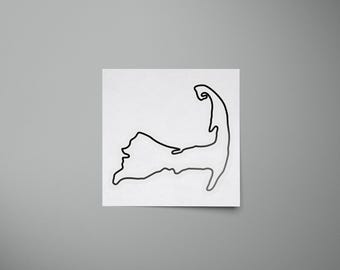 Cape Cod Outline Waterproof Vinyl Sticker - detailed outdoor decal for your bumper, cargo box, laptop, car, truck, water bottle, or window