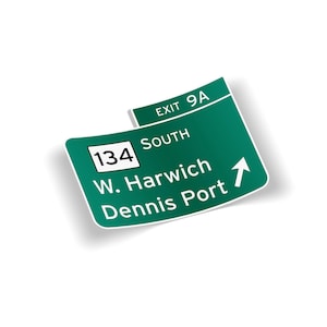 Route 6 Exit 9A Sticker | Cape Cod Highway Sign Decal | Weatherproof Vinyl | Laptop Car Bumper | Massachusetts Gift Souvenir