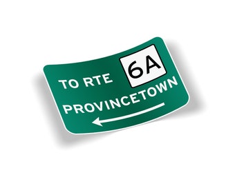 Provincetown Route 6A Cape Cod Vinyl Sticker - 5 inch Outdoor Waterproof Massachusetts Car Jeep Truck Cargo Box Laptop Bumper Window Decal