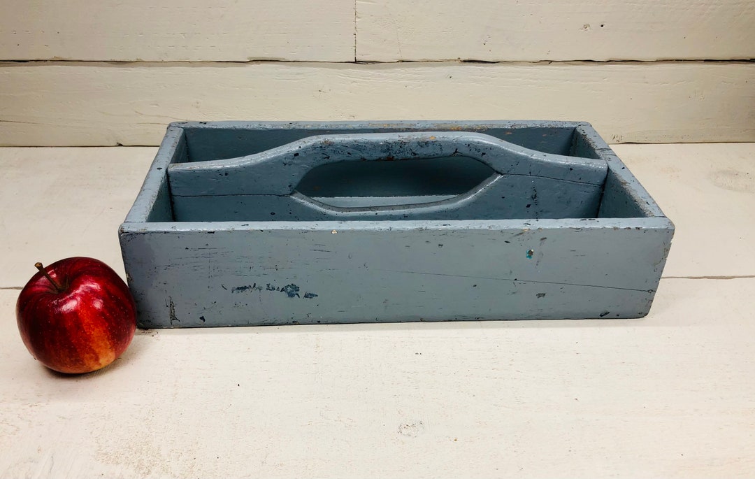 Antique Wooden Caddy Cutlery Tray/ Vintage Painted Utensil Etsy