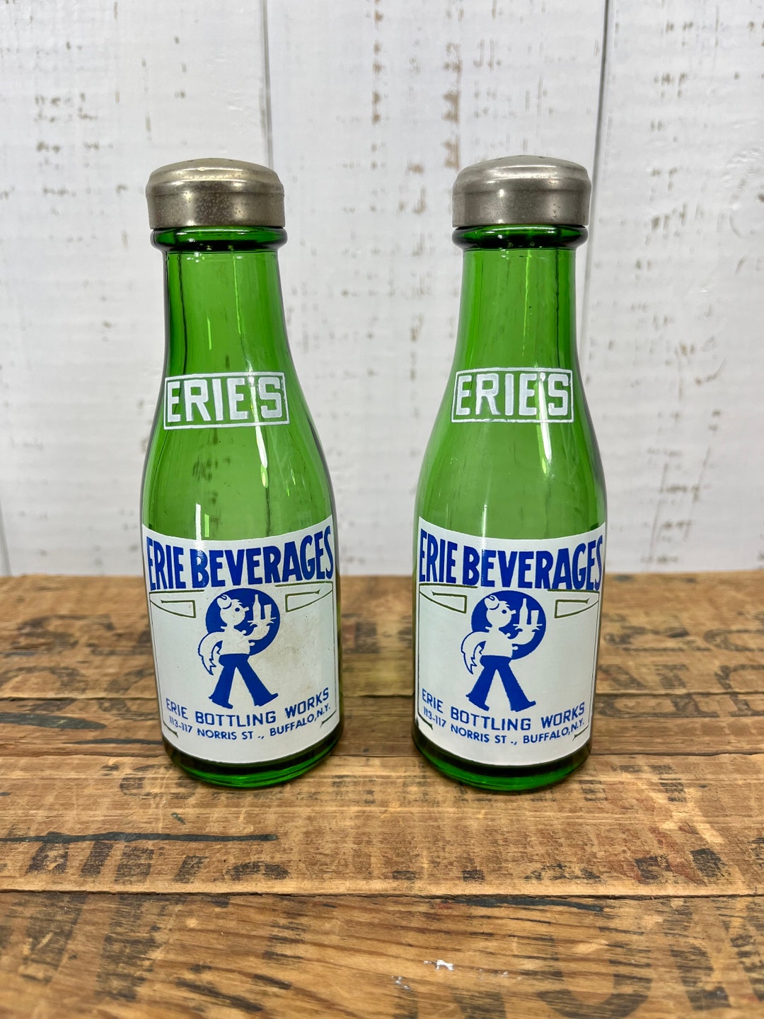 Vintage 1950's Erie Beverages Salt and Pepper Mini Bottles / Shakers Etsy