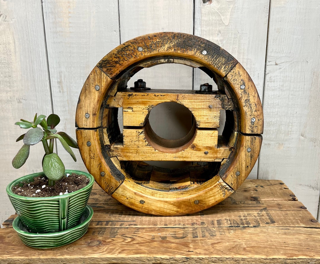 Antique Wooden Flat Belt Pulley Wheel Etsy