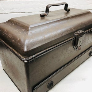 Antique Metal Storage / Document Box with Drawer by Yarder MFG. Co., Toledo, Ohio