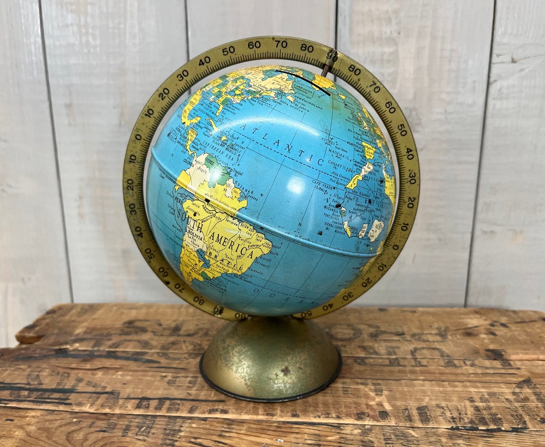 Vintage 1940's Replogle Metal World Globe Bank - Etsy