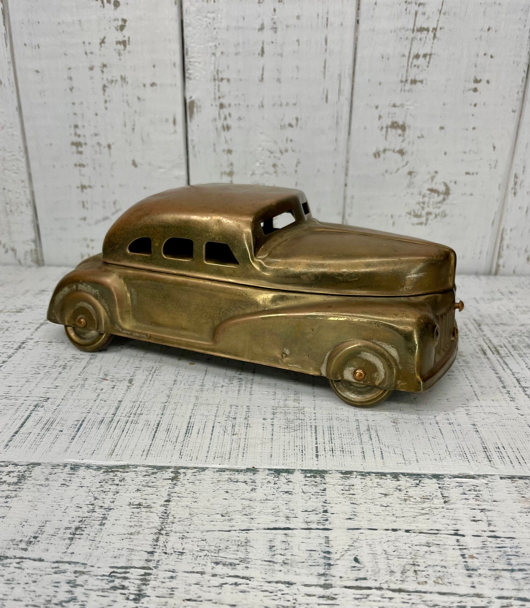 Vintage 1930's/40's Metal Model Car Tobacco Box / Betel Box / Betel