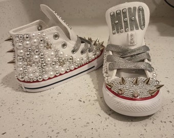 Customized High-Top Converse Kids Sneakers. Animations. Cartoon Characters. Colorful. Ribbons. Girls /Boys Shoes. Baby. Toddler. Infants.