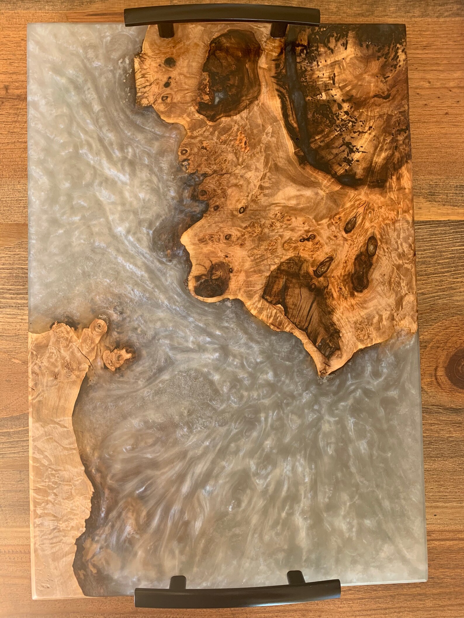 SOLD Stunning Burl Wood/resin Serving Tray Etsy