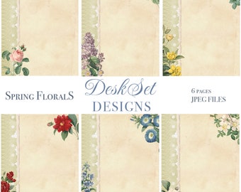 Spring floral digital paper, floral paper, digital paper, scrapbooking floral paper, craft paper, digital craft paper, vintage paper