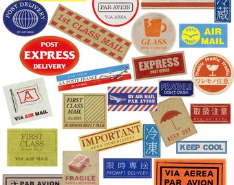Vintage mail stickers, postal clip art, clip art, scrapbooking clip art, mail stickers, mail clip art, postal stamps, digital stamps, postal