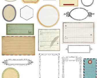 Vintage labels, Digital vintage labels, digital labels and stickers, scrapbooking labels, vintage journal labels, vintage tags, clip art