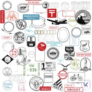 Vintage postal clip art, scrapbooking stamps, postal clip art, digital postal labels, digital postal stamps, airmail stamps, digital mail