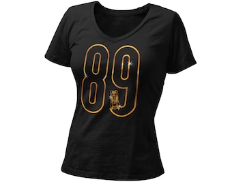 The 89 Bat Women’s Fitted V Neck Shirt | Bat Day Shirt | Unique Comic Con Comic Book Mobile Graphic T-Shirt | Comic Fan Gift | Superhero Tee