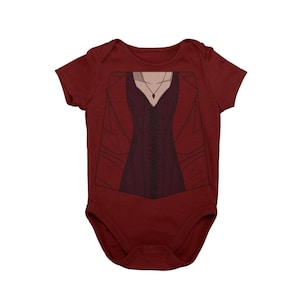 Baby Red Witch Halloween Costume Bodysuit | Baby Female Comic Superhero Cosplay Costume Bodysuit | Baby Scarlet Costume Bodysuit | MNSSHP