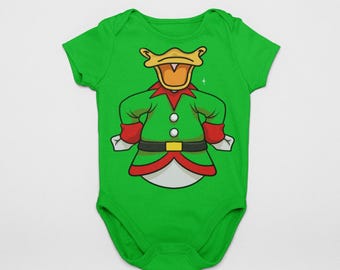 Baby Elf Cartoon Duck Christmas Costume Bodysuit | MNSSHP Costume | First Visit | First Christmas | Matching Family | Birth Announcement