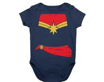Baby Captain Comic Carol Halloween Costume Bodysuit | Baby Female Comic Superhero Cosplay Costume Bodysuit | MNSSHP Costume|Prezent na Baby Shower