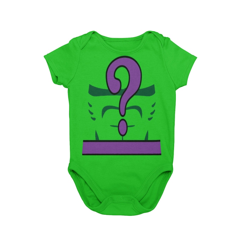 Baby 60s Riddle Halloween Costume Bodysuit Baby Enigma Villain Halloween Cosplay Costume Bodysuit MNSSHP Villain Costume|Comic Book Gift