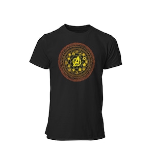 Heroes Assembled Unisex Shirt | Cinematic Universe Unique Graphic T-Shirt | Earth’s Mightiest Superhero Comic Con Tee | Magic Shield Tee