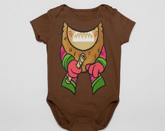 Coconut Warrior Baby Bodysuit | Island Tribal Baby Costume | Funny Tropical Baby Outfit for Halloween or Dress-Up | MNSSHP Matching Family