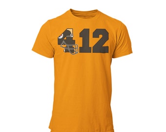 412 Pittsburgh Pride Unisex Shirt | Pittsburgh Football Fan Unieke Grafische T-shirt | Zwarte en gouden Tee|3 Rivier Pennsylvania Key Stone State
