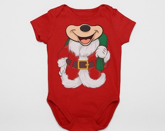 Baby Santa Clause Cartoon Mouse Christmas Costume Bodysuit | Baby MNSSHP Costume | Shower Gift | First Visit | Baby Picture | Announcement