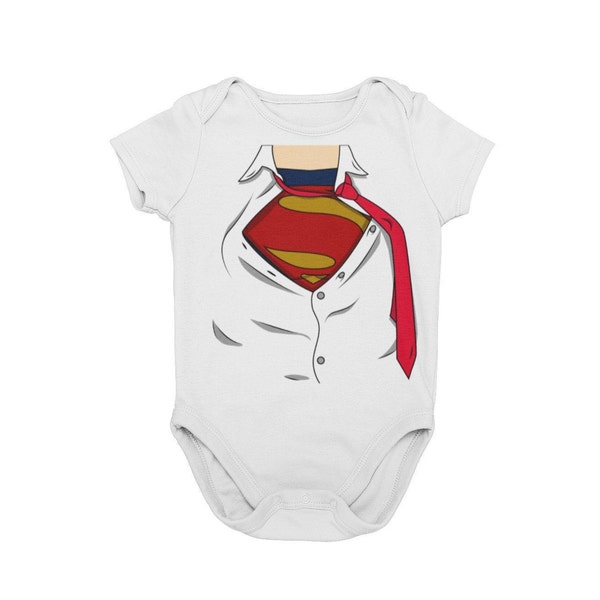 Baby Clark News Reporter Halloween Costume Bodysuit | Super Baby Comic Book Cosplay Costume | Superhero Baby Shower Gift | Unique Costume