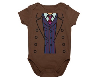 The 10th Doctor Baby Halloween Costume Bodysuit | Baby British Superhero Costume | Unique Baby Halloween Costume | Sci-Fi Baby Costume