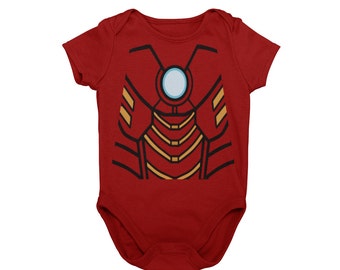 Baby  Iron Hero Halloween Costume Bodysuit | Baby Superhero Halloween Cosplay Costume | MNSSHP Unique Costume | Baby First Halloween Gift
