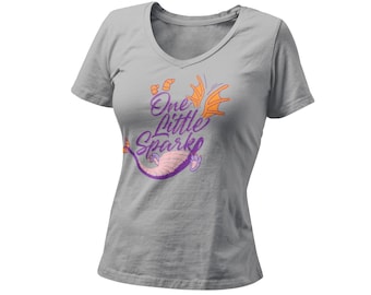 One Little Spark Women’s Fitted V Neck Shirt | Unique Annual Passholder Tee | First Visit Shirt | Retro Horizon Imagination Journey Tee