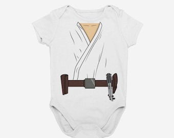 Baby Luke Halloween Costume Bodysuit | MNSSHP Cosplay Costume | Baby Superhero Costume | Galactic Knight | Baby Force Romper | Unique Gift