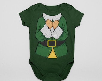 Excited Your Buddy Santa Elf Halloween Cosplay Costume Bodysuit | Baby Christmas Elf Costume | Baby Santa Picture Outfit | First Christmas