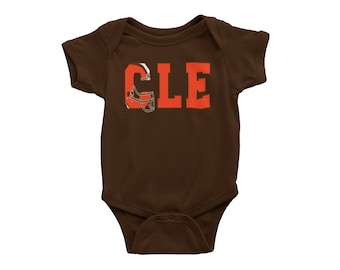 Cleveland Football Baby Bodysuit | Baby Cleveland | Baby CLE | Baby Brown and Orange | Unique Ohio Gift | Baby Shower | Birth Announcement