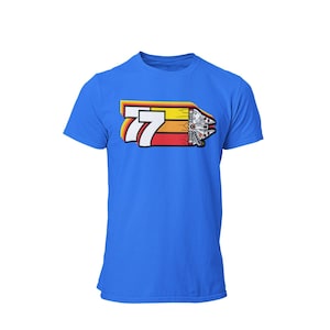 Camiseta unisex do pescoço de grupo de 77 falcões | T gráfico de Corellian Starship da trilogia da | Nave espacial 1977 do milênio camiseta de <br> Entrega Rápida? Comic Con WDW Orlando