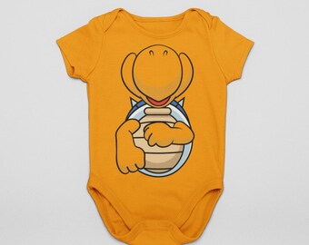 Turtle Shell Baby Bodysuit | Yellow Gamer Baby Costume | Baby First Epic Turtle Cosplay | Baby Villain Blue Turtle With Shell Costume