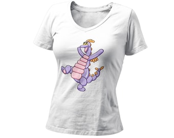 Balloon Figment Women's Fitted V Neck Shirt / WDW Orlando Theme Park Tshirt / Purple Dragon T-Shirt / Figment Of Imagination Graphic Tee