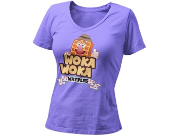 Woka Woka Waffles Women’s Fitted V Neck Shirt | Orlando Vacation Shirt | Magical Matching Family Tee | Fozzie Waffle Shirt | Discation Tee