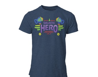 Galactic Hero Unisex Crew Neck Shirt | Space Ranger Ride Graphic T-Shirt | WDW Orlando Theme Park Tee | Toy Buzz Light Spin Ride Tshirt