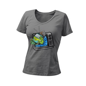 Scoob Monsters Women's V Neck Shirt | Classic Saturday Morning TV Shirt | Mystery Van Monsters T-Shirt | Classic Doo Cartoon Great Dane Tee