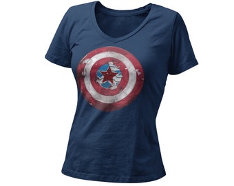 The Winter Captain Women’s Fitted V Neck Shirt | Unique Superhero Bachelorette Party Graphic T-Shirt | Super Solider T-Shirt|Steve and Bucky