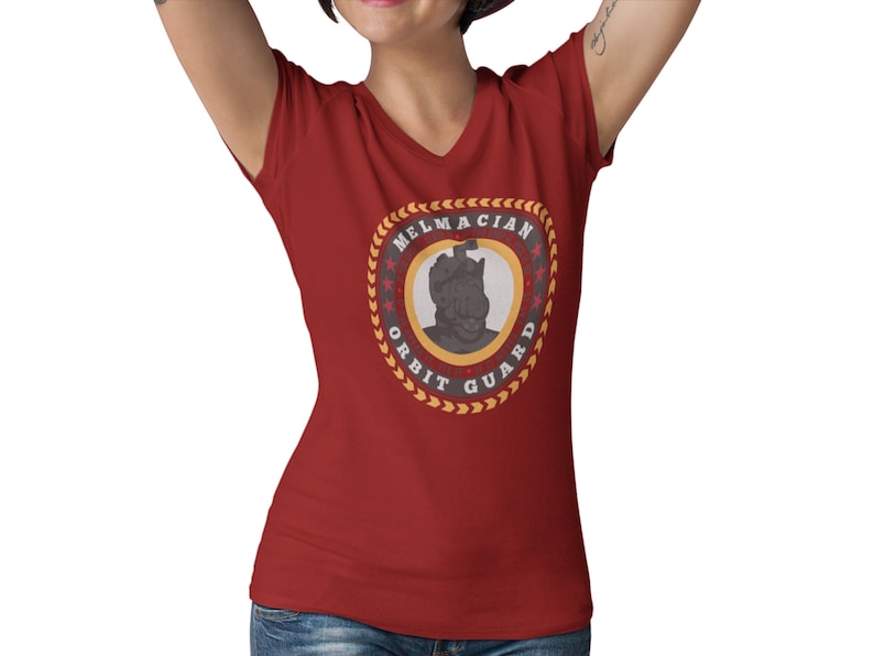 Alien Life Form T-Shirt 80\u2019s Throwback Unique Gift Shirt Orbit Guard Women\u2019s Fitted V Neck Shirt 80\u2019s Retro Cartoon Graphic Tee