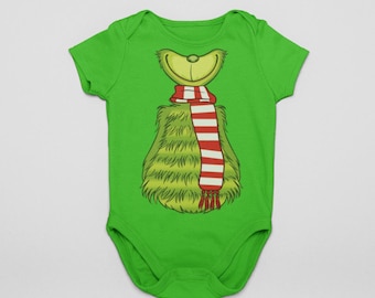 Baby Christmas Grouch Costume Bodysuit | First Christmas | MNSSHP Costume | Baby Goblin | Baby Elf | Green Monster| Holiday Mischief Maker