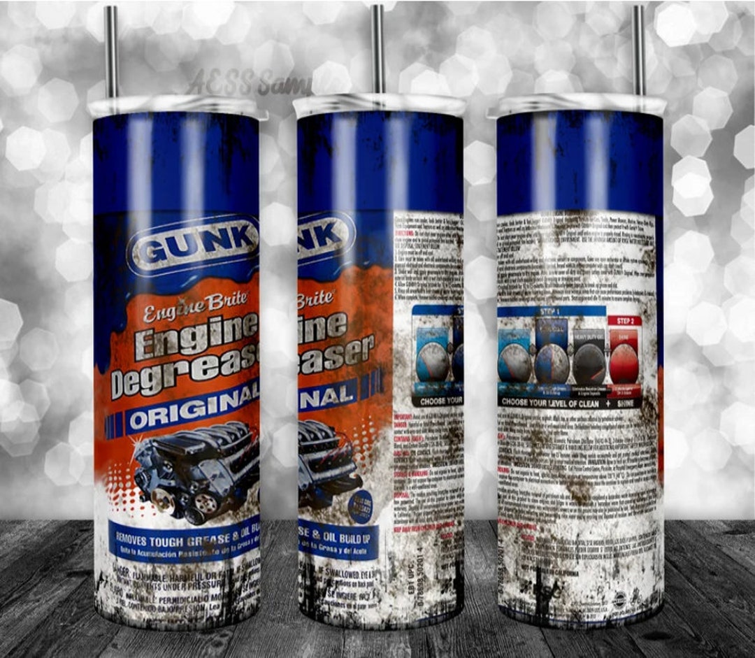 Gunk Engine Degreaser Skinny Tumbler 20oz, Includes Slide Lid and Flip  Water Bottle Lid 