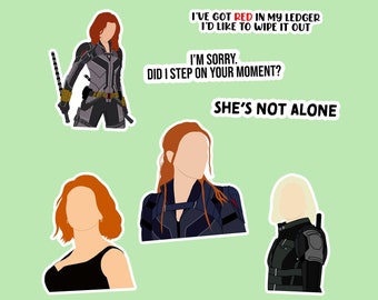 Black Widow/Natasha Romanoff Inspired Sticker Pack - 7 Piece - Premium Waterproof Paper - Matte